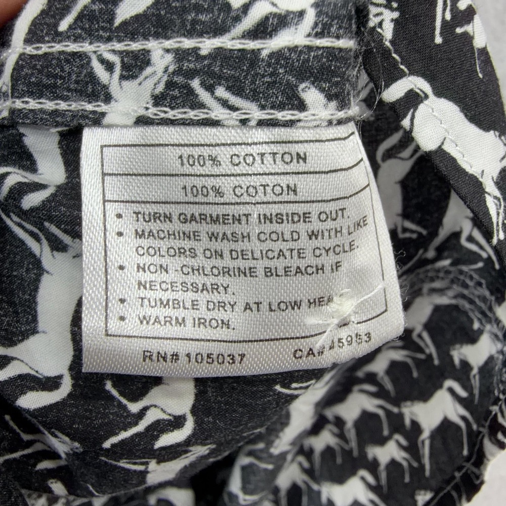 Ariat Shirt Womens Medium Black Horse Print Long Sleeve Button Front Western - Picture 11 of 14
